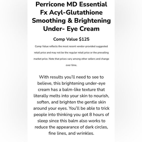 NEW … PERRICONE MD FX Acyl-Glutathione Smoothing & Brightening Under Eye Cream - Picture 9 of 10